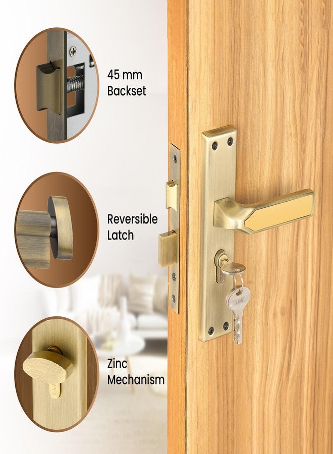 LAPO Heavy Duty Mortise Door Lock for Home, Door Handle Set with Keys 60mm Cylinder, 45x50mm Lockbody - Ideal for Home, Bedroom, Office, Hotel (Antique Finish, 3 Years Warranty) CY-303 - Image 4